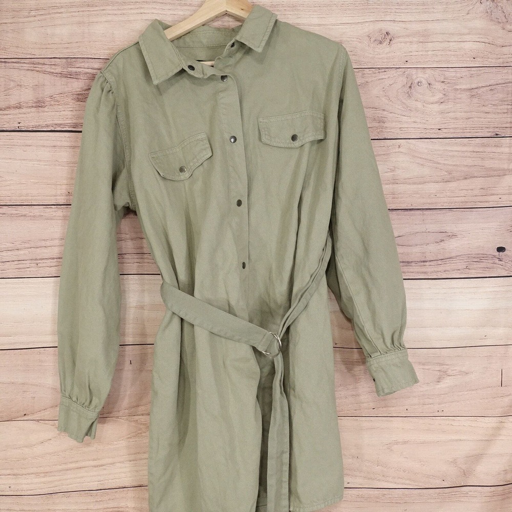 NWT BOOHOO MATERNITY BELTED UTILITY DRESS LIGHT KHAKI SIZE 6 NEW!